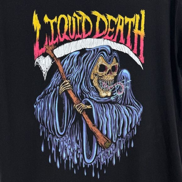Liquid Death Black Grim Reaper T-Shirt M - Picture 2 of 7